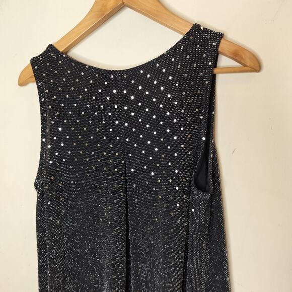 Nally & Millie Silver Paillette Tank Top Shiny Metallic Party - Picture 9 of 11
